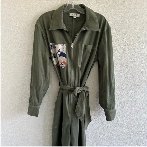 Sea New York Harlow Utility Jumpsuit Army Green - Picture 6 of 11